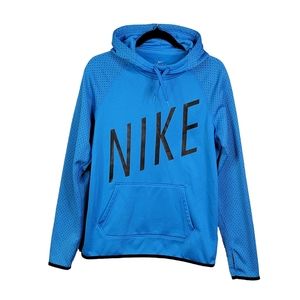 Nike Dri-Fit Blue Black Hooded Light Weight Sweatshirt Hoodie Unisex Size S